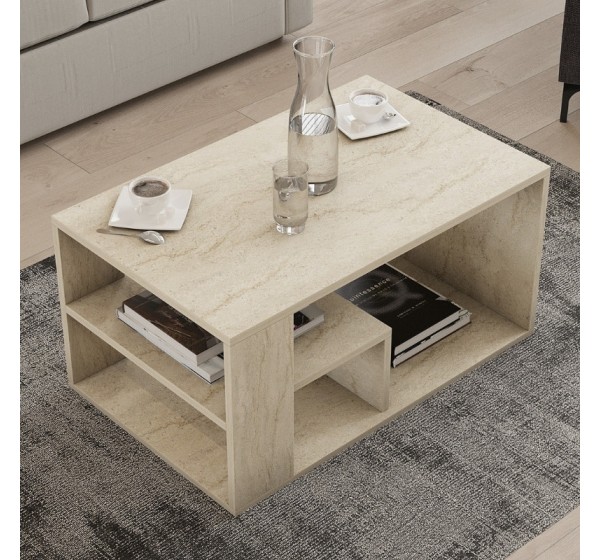 Τραπεζάκι σαλονιού Rodom Megapap χρώμα travertine 80x50x40εκ.