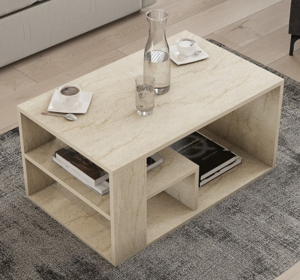 Τραπεζάκι σαλονιού Rodom Megapap χρώμα travertine 80x50x40εκ.