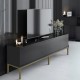 Έπιπλο τηλεόρασης Lord Megapap χρώμα μαύρο - χρυσό 180x30x47εκ.