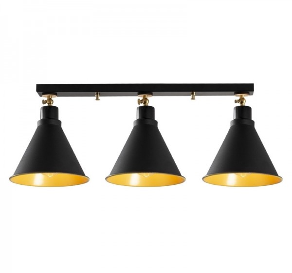Φωτιστικό οροφής Arden Megapap E27 μεταλλικό τρίφωτο χρώμα μαύρο 72x20x26εκ.