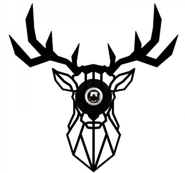 Απλίκα τοίχου Deer Megapap E27 MDF χρώμα μαύρο 55x12x55εκ.