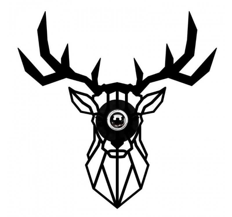 Απλίκα τοίχου Deer Megapap E27 MDF χρώμα μαύρο 55x12x55εκ.