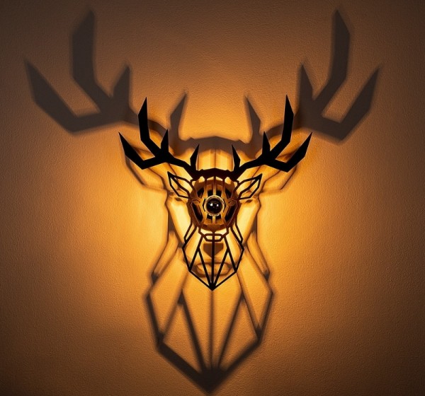 Απλίκα τοίχου Deer Megapap E27 MDF χρώμα μαύρο 55x12x55εκ.