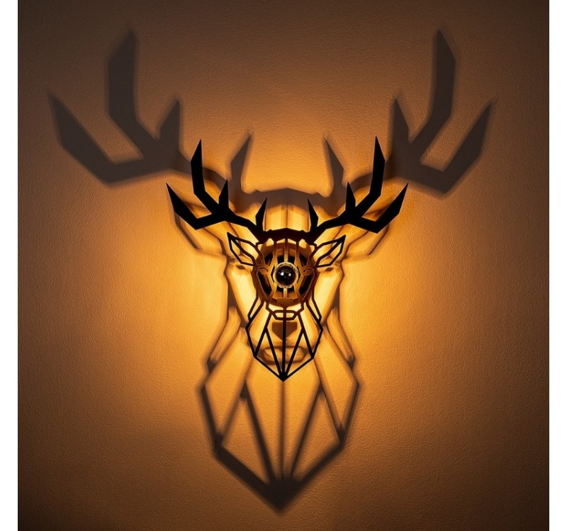 Απλίκα τοίχου Deer Megapap E27 MDF χρώμα μαύρο 55x12x55εκ.