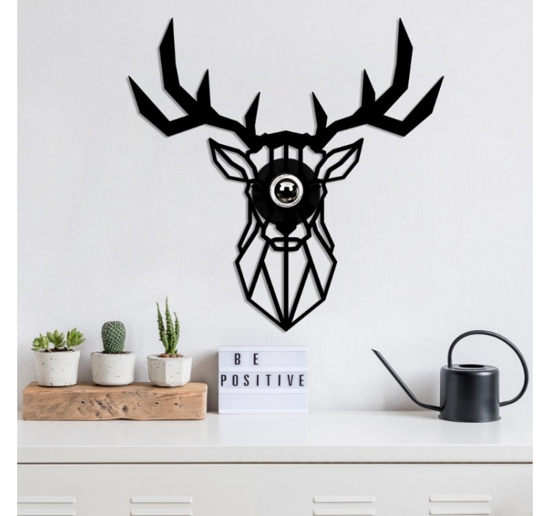 Απλίκα τοίχου Deer Megapap E27 MDF χρώμα μαύρο 55x12x55εκ.