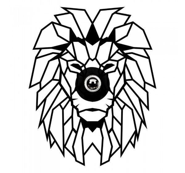 Απλίκα τοίχου Lion Megapap E27 MDF χρώμα μαύρο 39x12x49εκ.