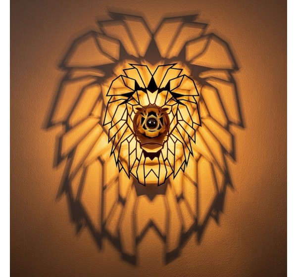 Απλίκα τοίχου Lion Megapap E27 MDF χρώμα μαύρο 39x12x49εκ.