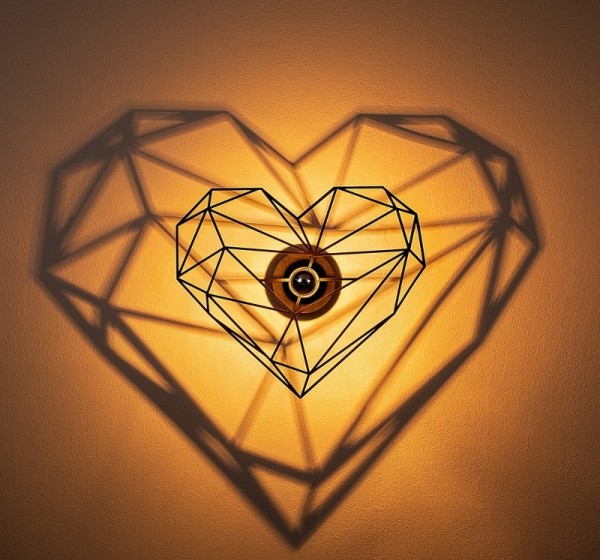 Απλίκα τοίχου Heart Megapap E27 MDF χρώμα μαύρο 47x12x40εκ.