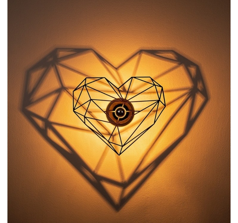 Απλίκα τοίχου Heart Megapap E27 MDF χρώμα μαύρο 47x12x40εκ.