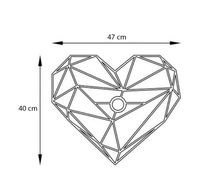Απλίκα τοίχου Heart Megapap E27 MDF χρώμα μαύρο 47x12x40εκ.