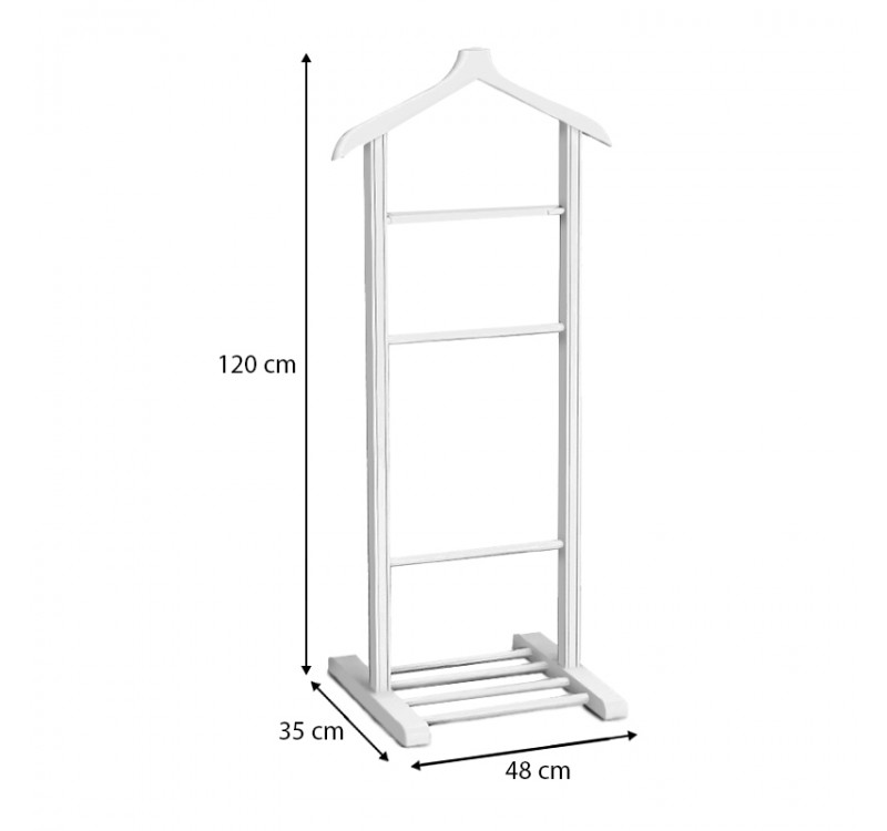 Επιδαπέδια κρεμάστρα Beta Megapap ξύλινη χρώμα λευκό 48x35x120εκ.