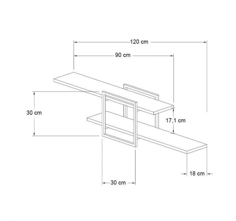 Ραφιέρα τοίχου Mone Megapap χρώμα λευκό - μαύρο 120x18x30εκ.