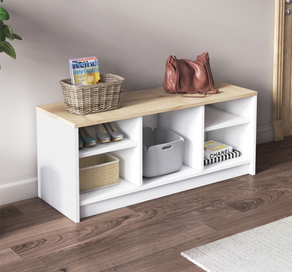Παπουτσοθήκη London Megapap χρώμα λευκό - sapphire oak 100x35x40εκ.