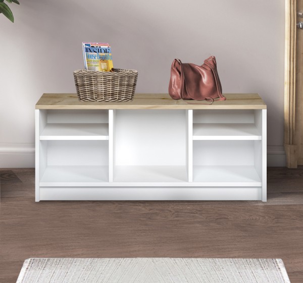 Παπουτσοθήκη London Megapap χρώμα λευκό - sapphire oak 100x35x40εκ.