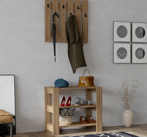 Έπιπλο εισόδου Friends Megapap χρώμα καρυδί 69,8x33,6x60εκ.