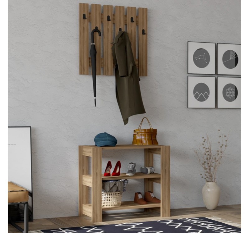 Έπιπλο εισόδου Friends Megapap χρώμα καρυδί 69,8x33,6x60εκ.