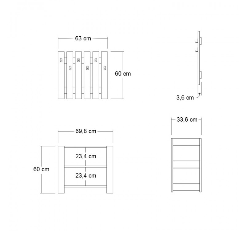 Έπιπλο εισόδου Friends Megapap χρώμα καρυδί 69,8x33,6x60εκ.