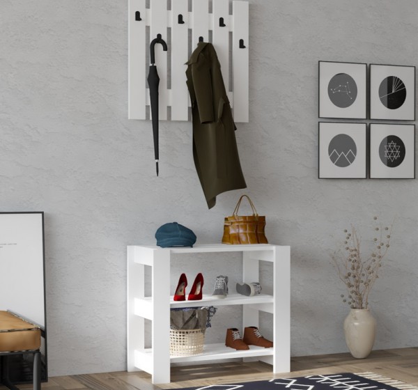 Έπιπλο εισόδου Friends Megapap χρώμα λευκό 69,8x33,6x60εκ.