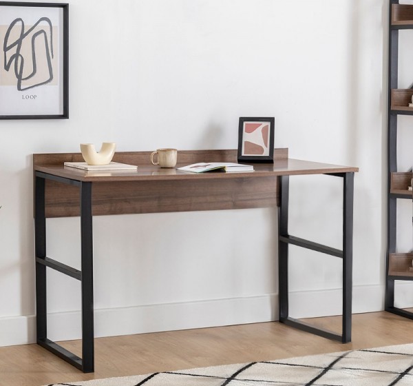 Γραφείο εργασίας Rana Megapap χρώμα καρυδί - μαύρο 120x60x78,8εκ.