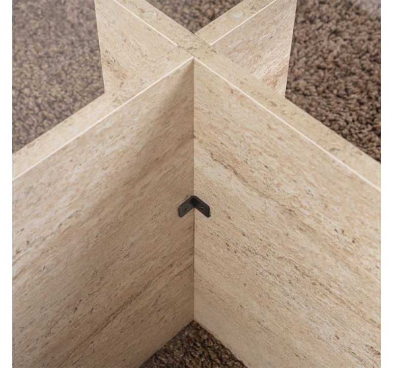 Τραπεζάκι σαλονιού Vetrino Megapap γυάλινο χρώμα travertine 105x65x40εκ.