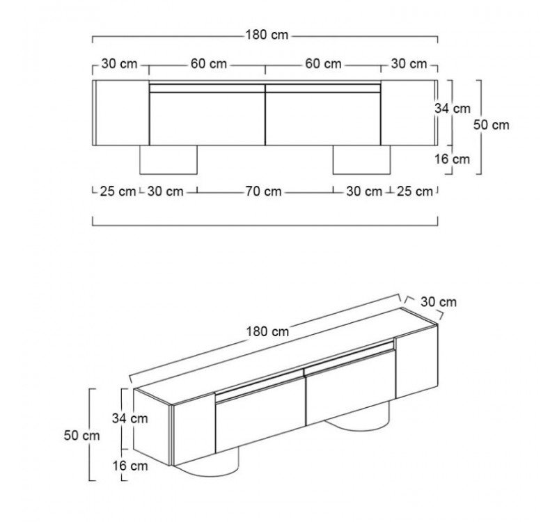 Έπιπλο τηλεόρασης Haven Megapap χρώμα ανθρακί 180x30x50εκ.