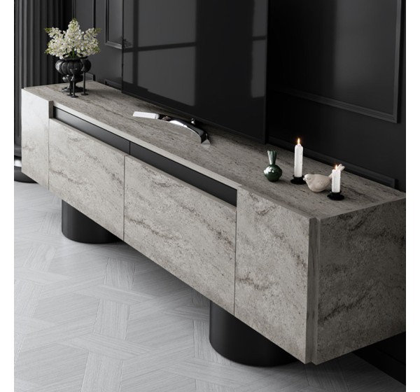 Έπιπλο τηλεόρασης Haven Megapap χρώμα travertine 180x30x50εκ.