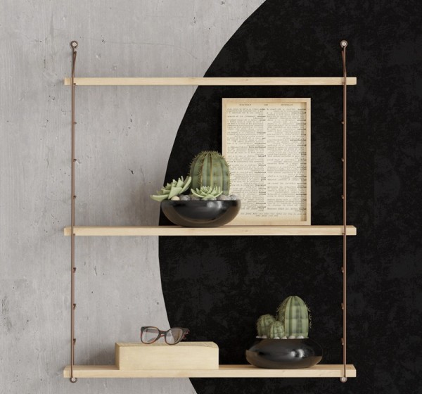 Ραφιέρα τοίχου Armoni Megapap χρώμα sapphire oak - καφέ μέταλλο 72x20x85εκ.