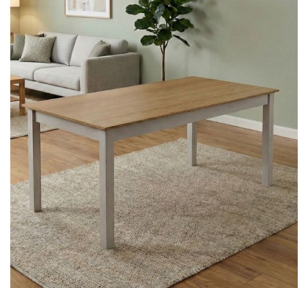 Τραπέζι Fira Megapap χρώμα λευκό - φυσικό οξιάς 180x90x78εκ.