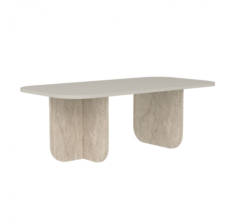 Τραπεζάκι σαλονιού Becaj Megapap χρώμα sandstone - travertine 120x60x41,4εκ.