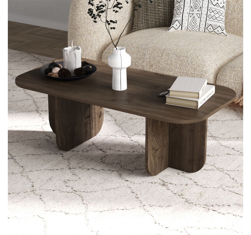 Τραπεζάκι σαλονιού Becaj Megapap χρώμα καρυδί 120x60x41,4εκ.