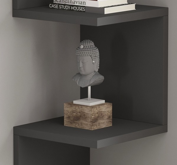 Ραφιέρα τοίχου γωνιακή Zikzak Megapap χρώμα ανθρακί 25x25x105,4εκ.