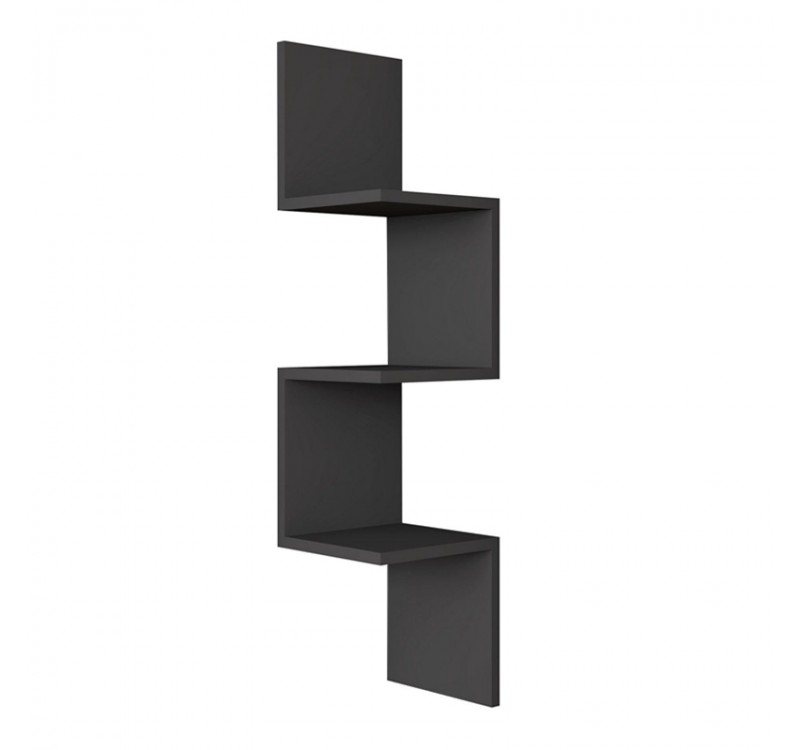 Ραφιέρα τοίχου γωνιακή Zikzak Megapap χρώμα ανθρακί 25x25x105,4εκ.