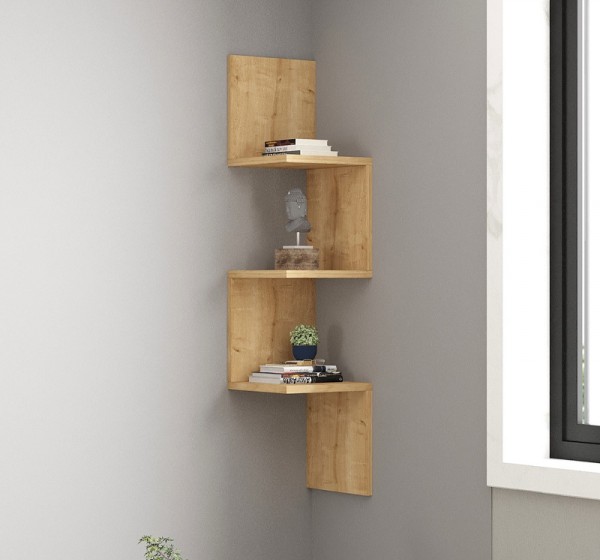 Ραφιέρα τοίχου γωνιακή Zikzak Megapap χρώμα sapphire oak 25x25x105,4εκ.