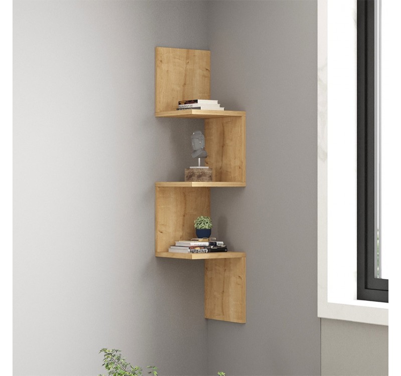 Ραφιέρα τοίχου γωνιακή Zikzak Megapap χρώμα sapphire oak 25x25x105,4εκ.