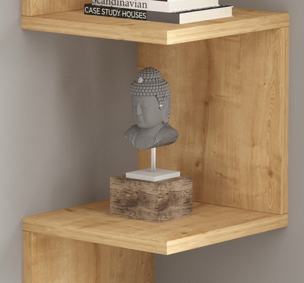 Ραφιέρα τοίχου γωνιακή Zikzak Megapap χρώμα sapphire oak 25x25x105,4εκ.