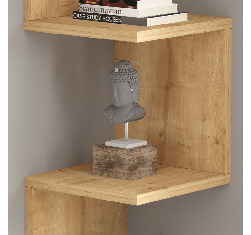 Ραφιέρα τοίχου γωνιακή Zikzak Megapap χρώμα sapphire oak 25x25x105,4εκ.