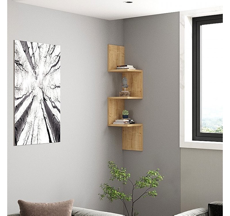 Ραφιέρα τοίχου γωνιακή Zikzak Megapap χρώμα sapphire oak 25x25x105,4εκ.