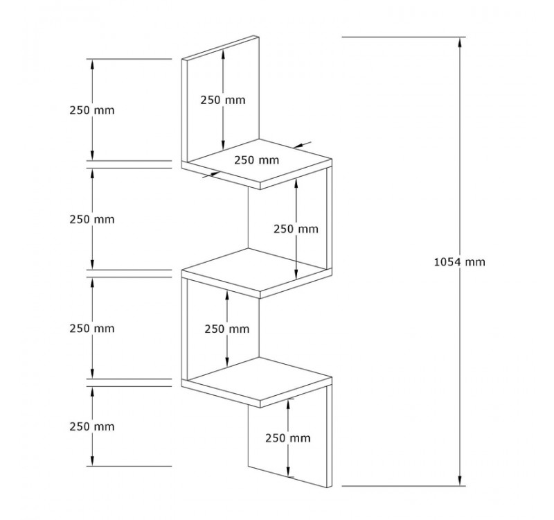 Ραφιέρα τοίχου γωνιακή Zikzak Megapap χρώμα sapphire oak 25x25x105,4εκ.
