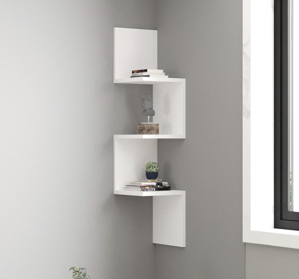 Ραφιέρα τοίχου γωνιακή Zikzak Megapap χρώμα λευκό 25x25x105,4εκ.