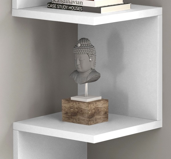 Ραφιέρα τοίχου γωνιακή Zikzak Megapap χρώμα λευκό 25x25x105,4εκ.