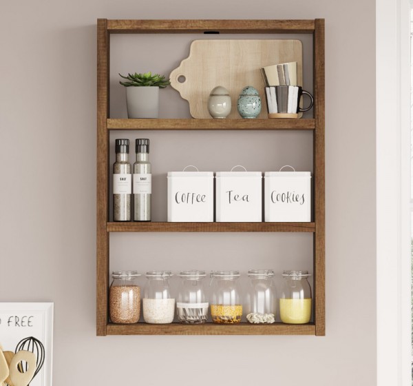 Ραφιέρα τοίχου Prena Megapap χρώμα καρυδί 43,2x9x60εκ.