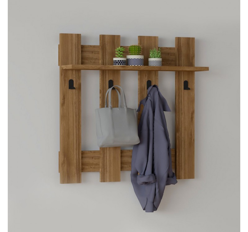 Κρεμάστρα τοίχου Carina Megapap χρώμα καρυδί 70x18x70εκ.