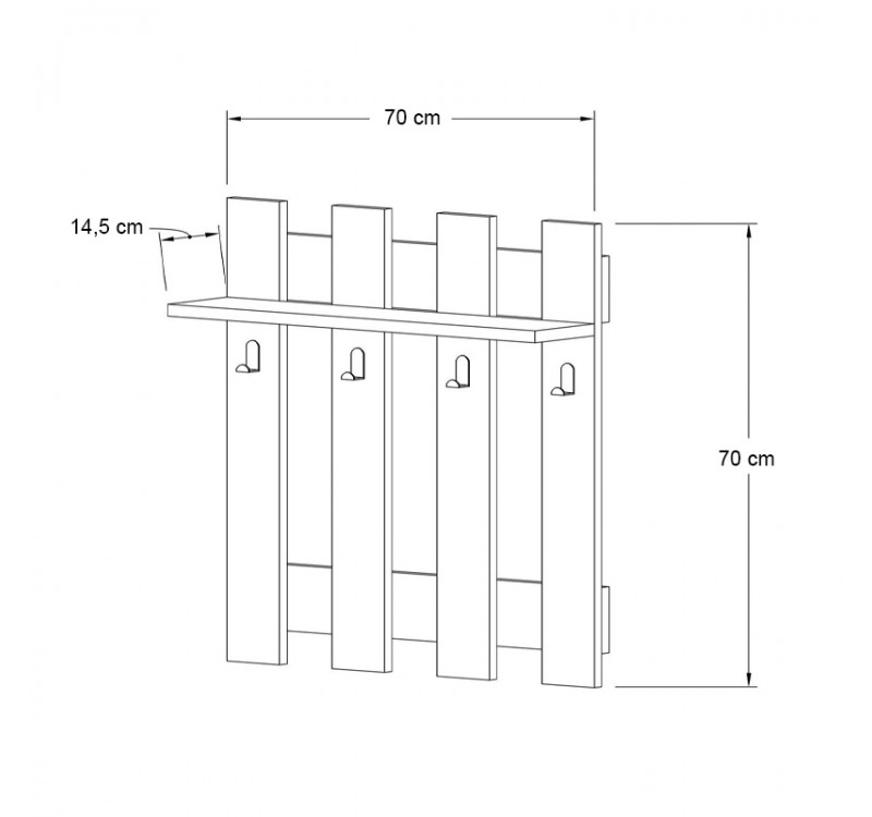 Κρεμάστρα τοίχου Carina Megapap χρώμα καρυδί 70x18x70εκ.