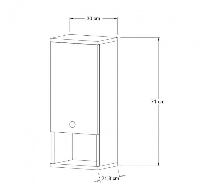 Ντουλάπι μπάνιου επιτοίχιο Mis Megapap χρώμα sapphire oak 30x21,8x71εκ.