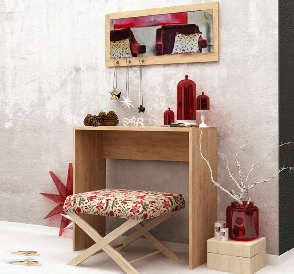 Κονσόλα με καθρέπτη Cosenza Megapap χρώμα oak 80x30x82εκ.