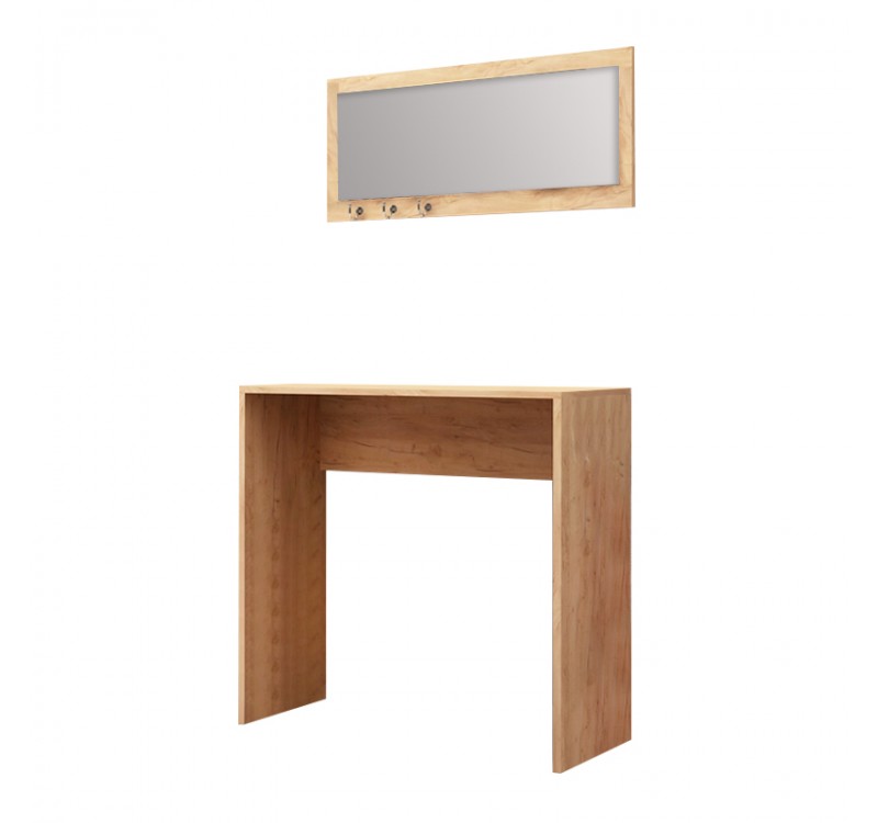 Κονσόλα με καθρέπτη Cosenza Megapap χρώμα oak 80x30x82εκ.