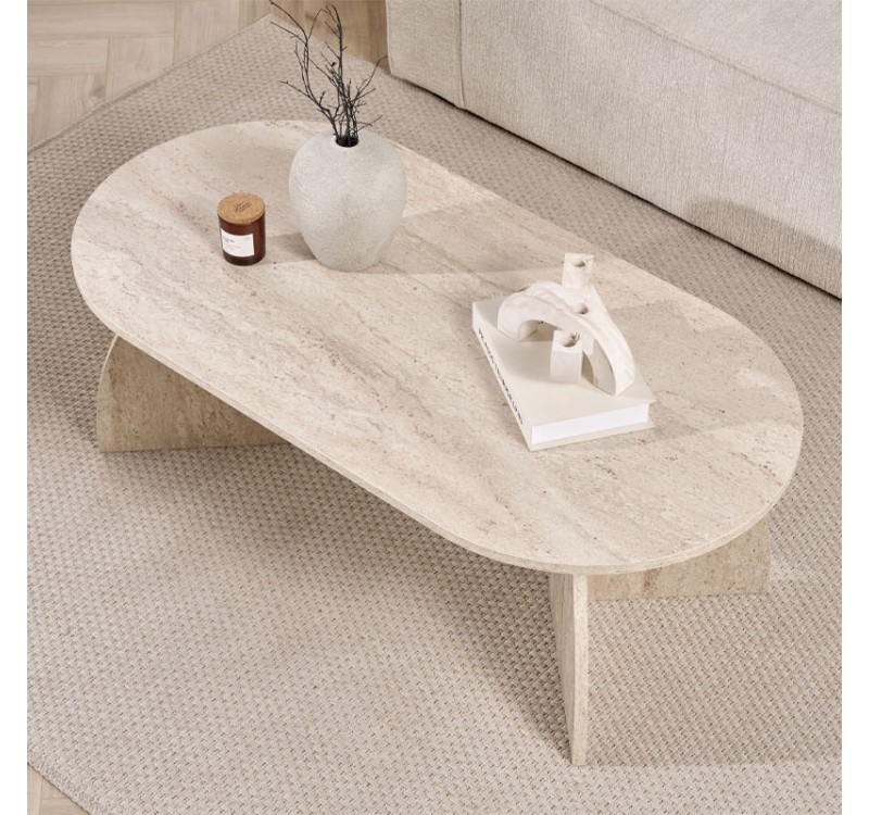 Τραπεζάκι σαλονιού Melina Megapap χρώμα travertine 120x60x40εκ.