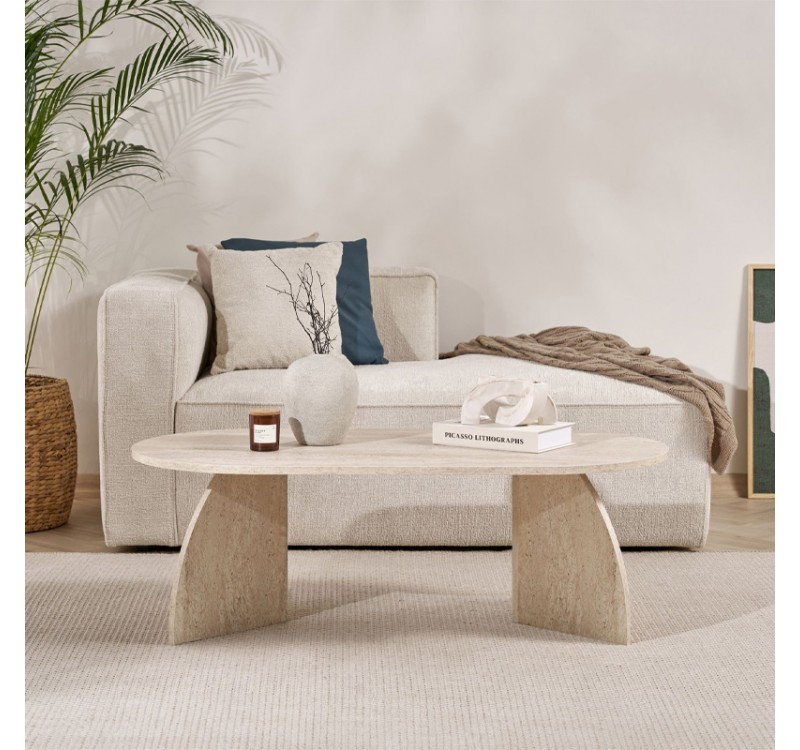 Τραπεζάκι σαλονιού Melina Megapap χρώμα travertine 120x60x40εκ.