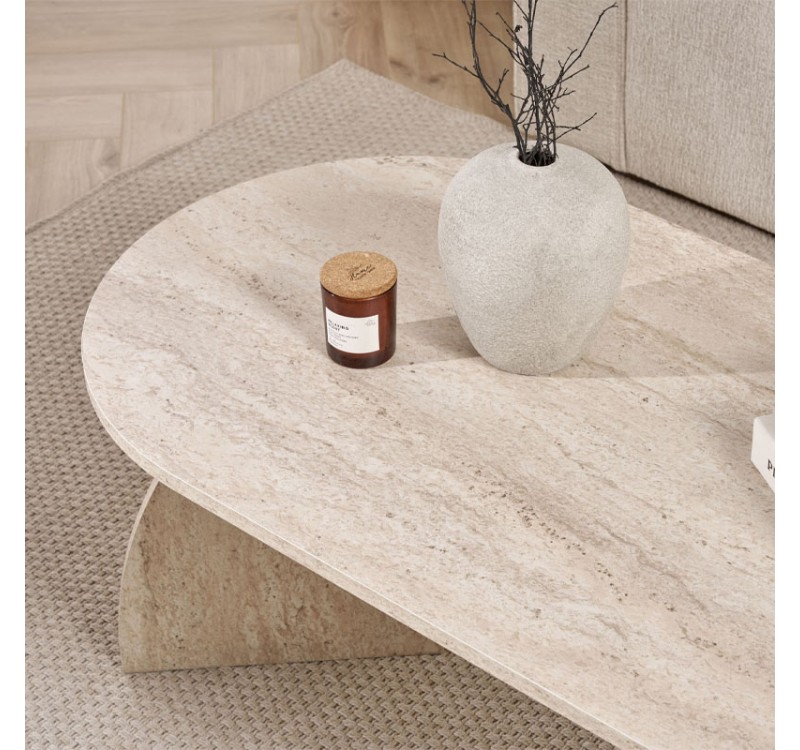 Τραπεζάκι σαλονιού Melina Megapap χρώμα travertine 120x60x40εκ.