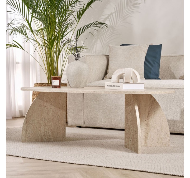 Τραπεζάκι σαλονιού Melina Megapap χρώμα travertine 120x60x40εκ.